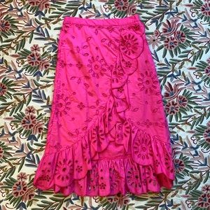 JCrew eyelet ruffle midi skirt